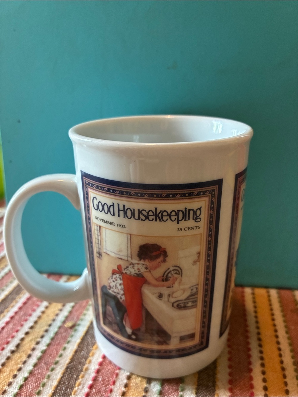Good Housekeeping White Ceramic Mug with Vintage Cover Artwork
